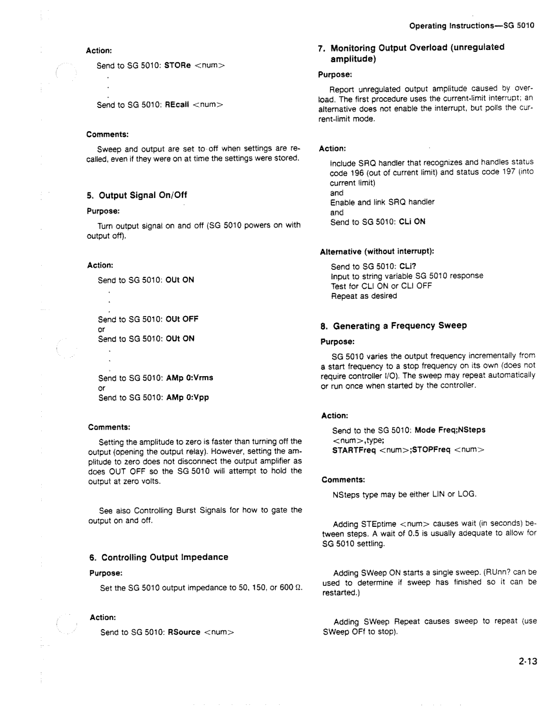 Tektronix SG 5010 manual 