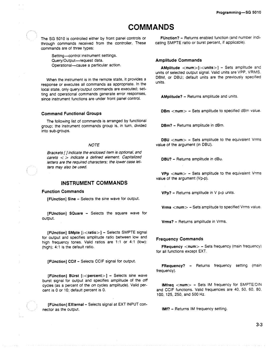 Tektronix SG 5010 manual 