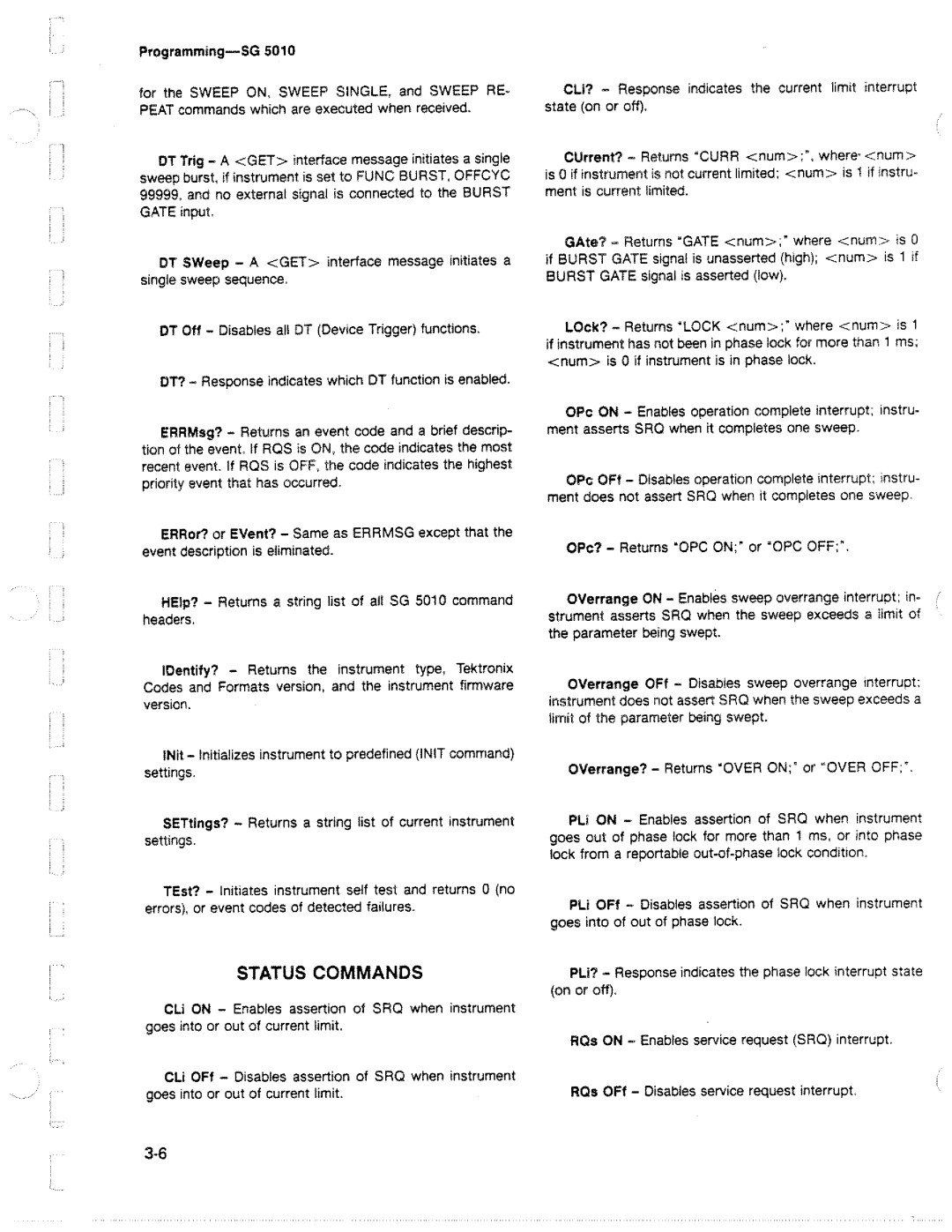 Tektronix SG 5010 manual 