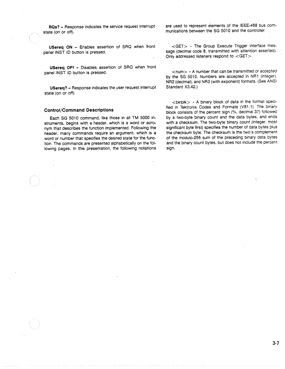 Tektronix SG 5010 manual 