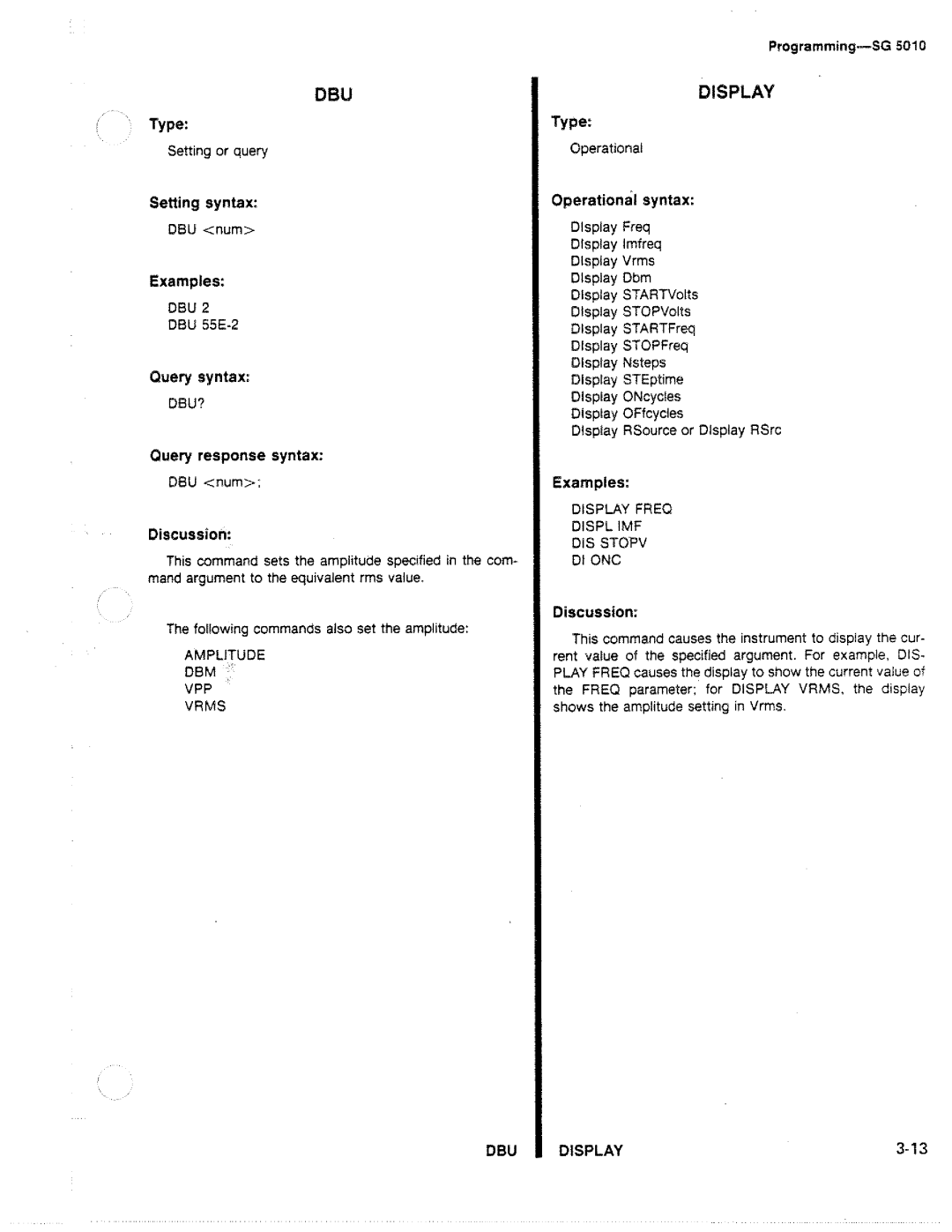 Tektronix SG 5010 manual 