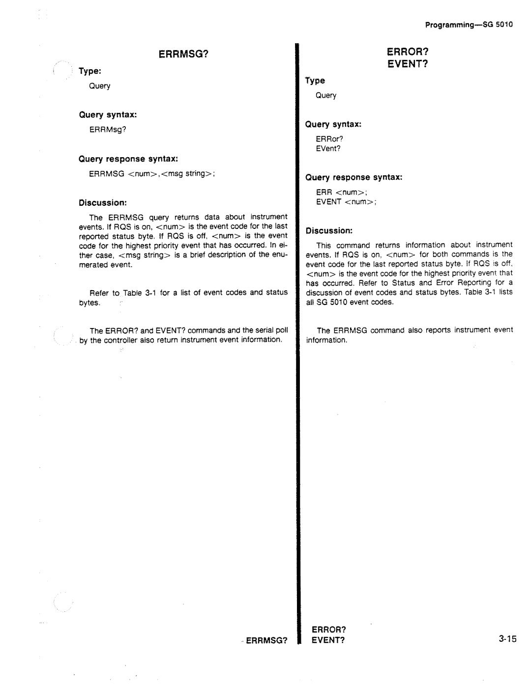 Tektronix SG 5010 manual 