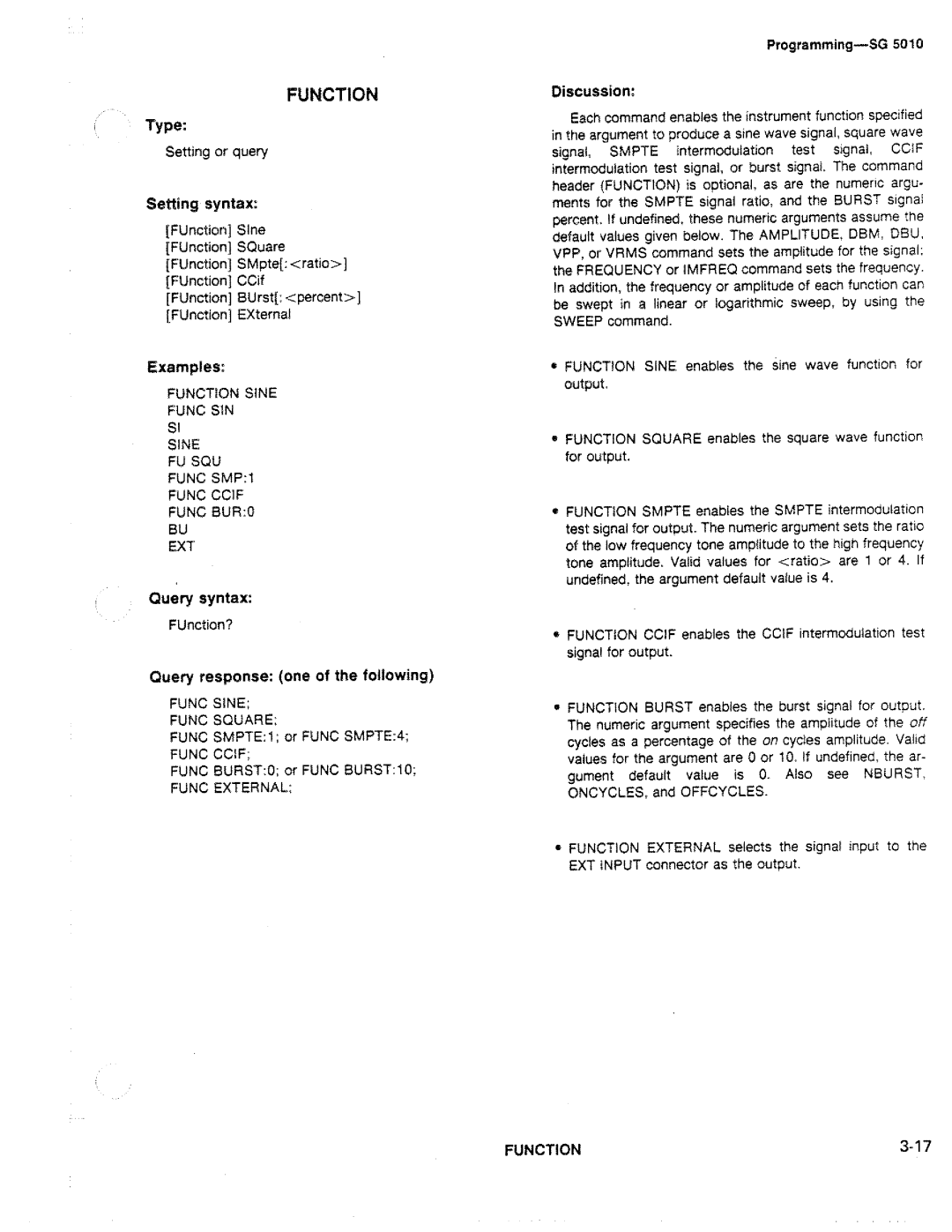 Tektronix SG 5010 manual 