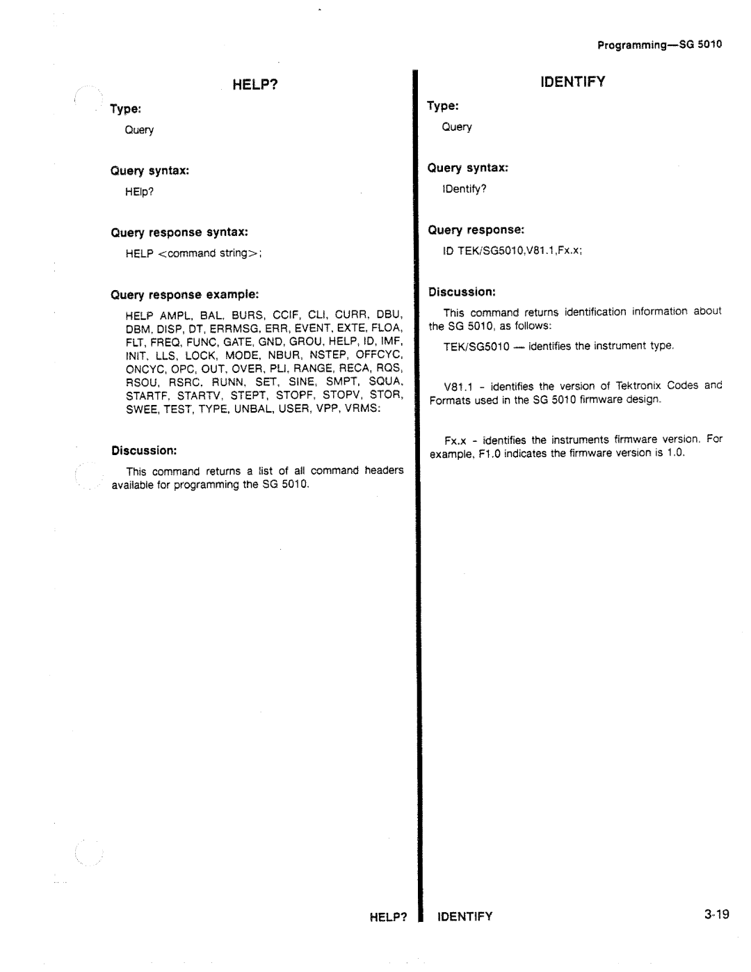 Tektronix SG 5010 manual 