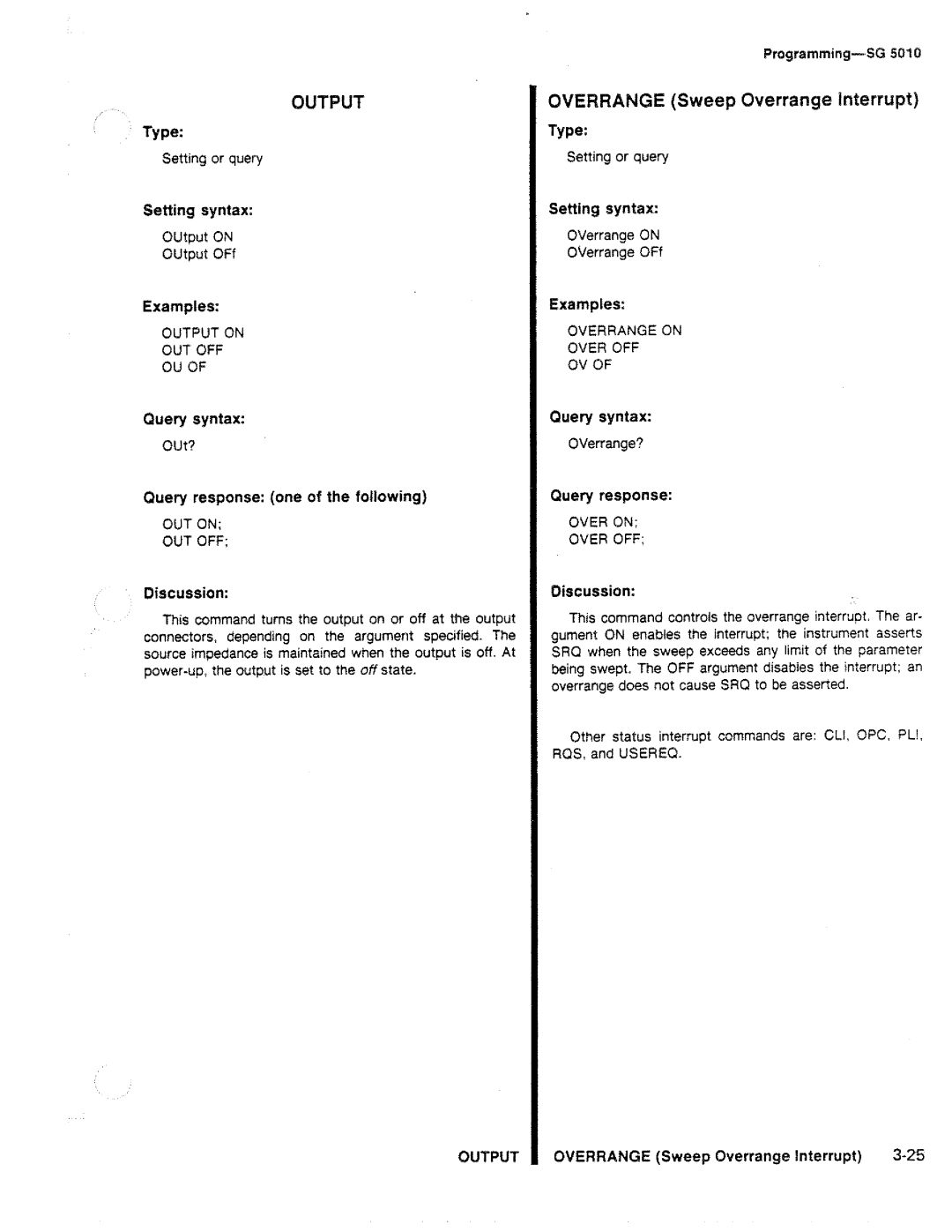 Tektronix SG 5010 manual 