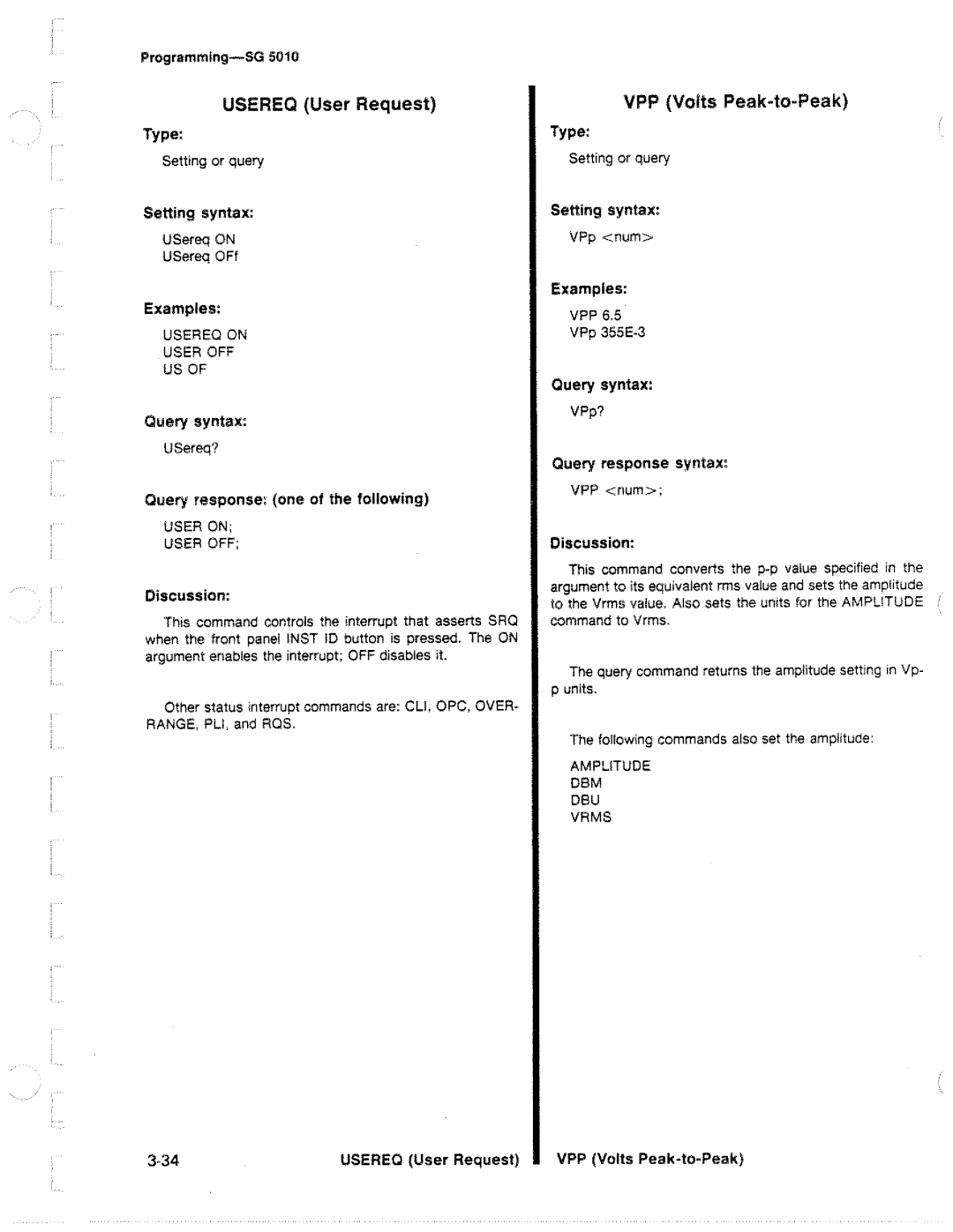 Tektronix SG 5010 manual 