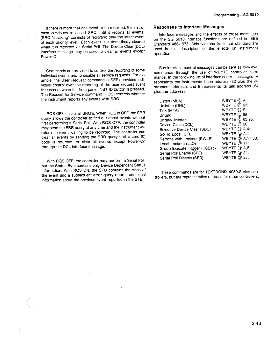 Tektronix SG 5010 manual 