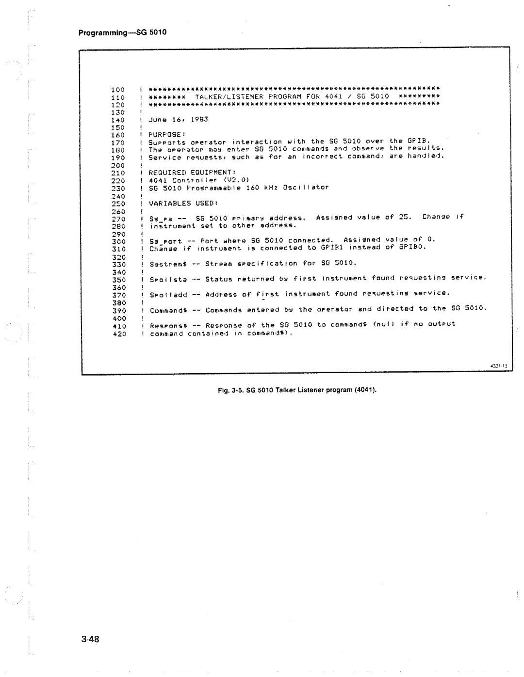 Tektronix SG 5010 manual 