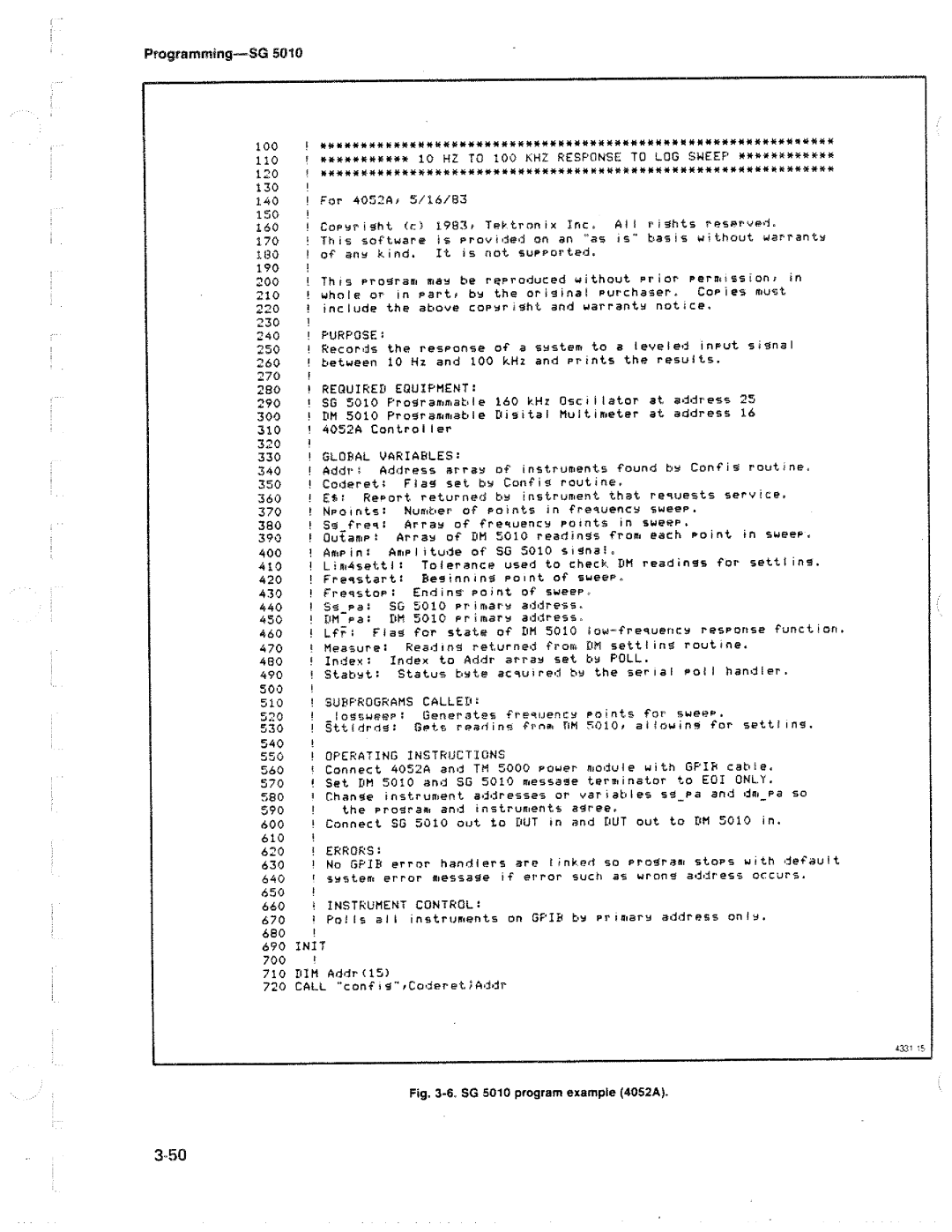 Tektronix SG 5010 manual 