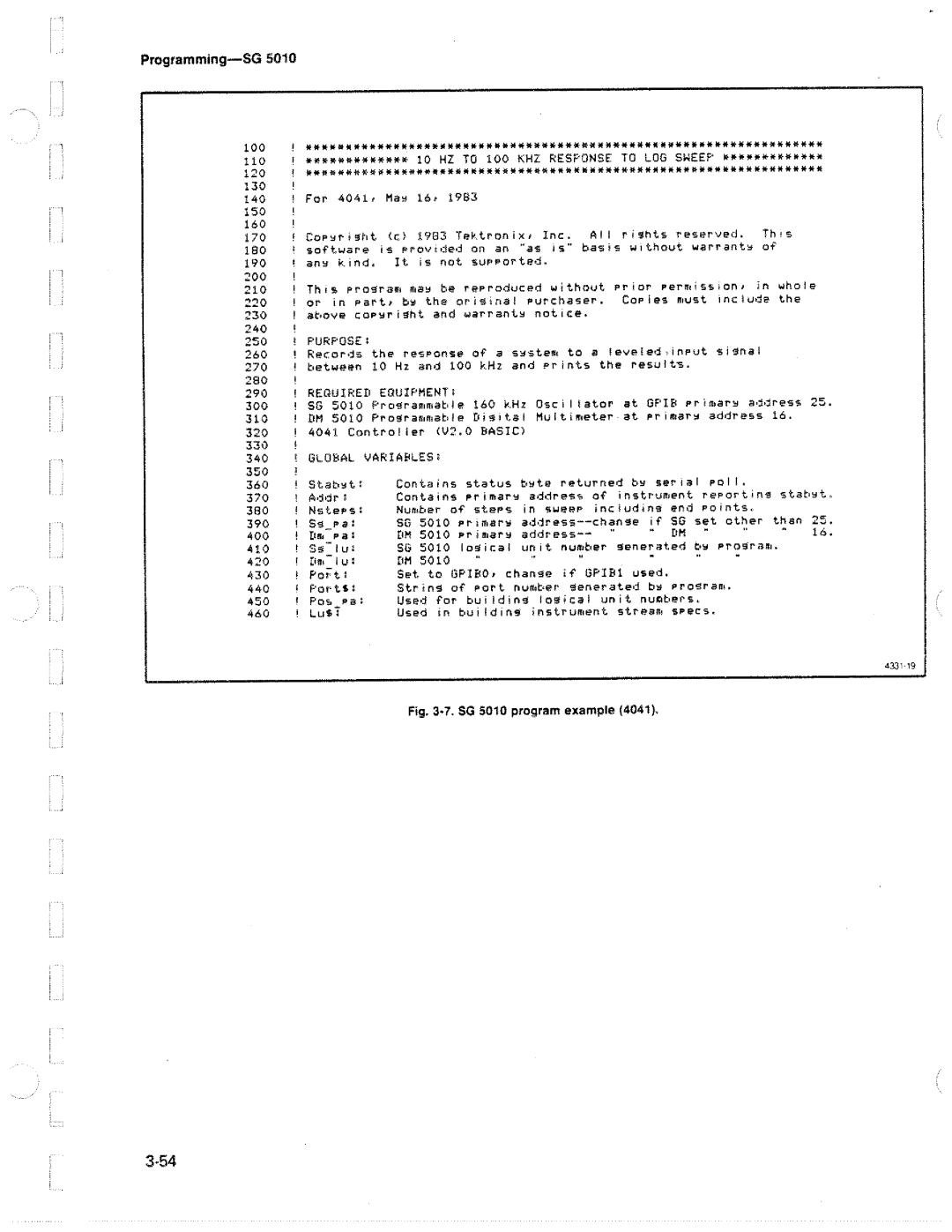 Tektronix SG 5010 manual 