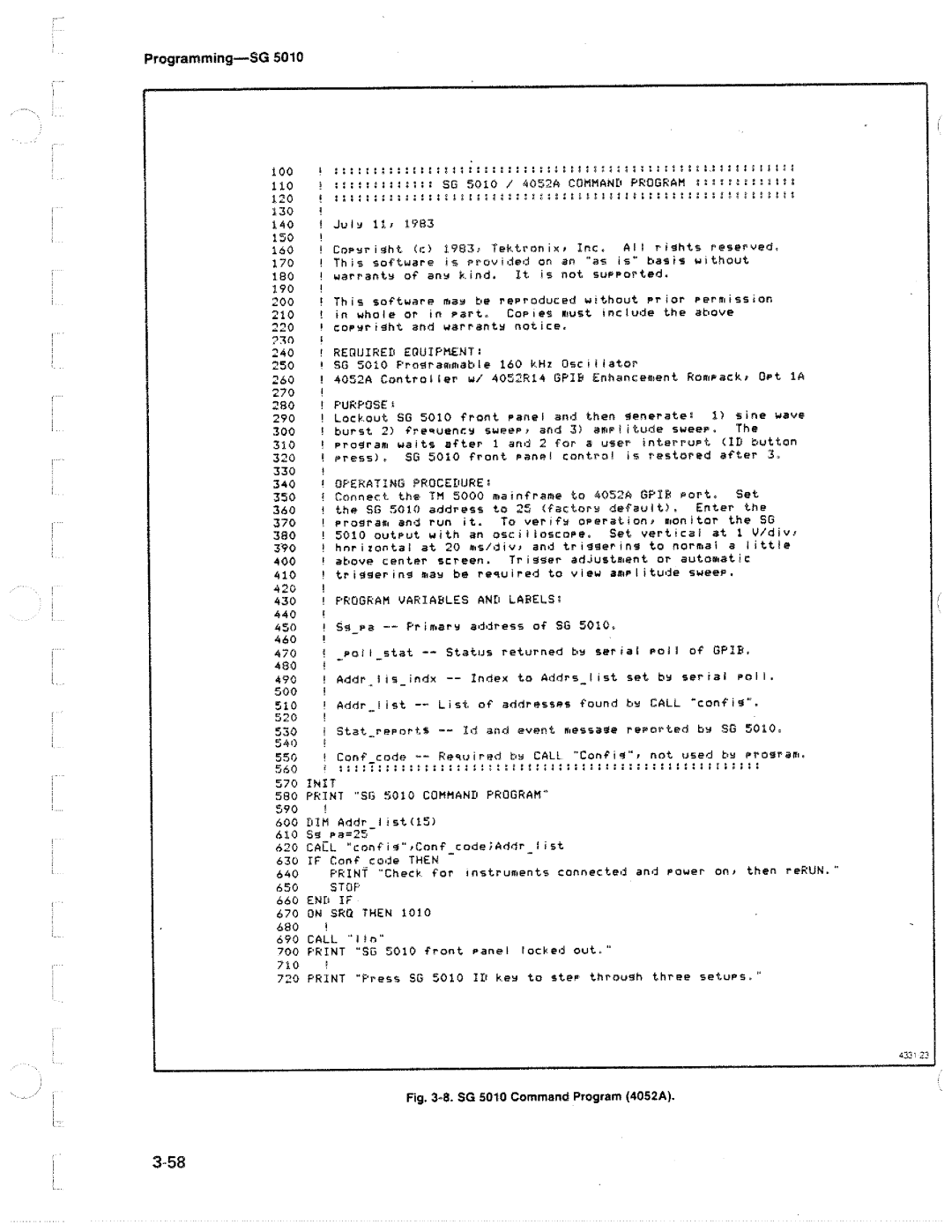 Tektronix SG 5010 manual 