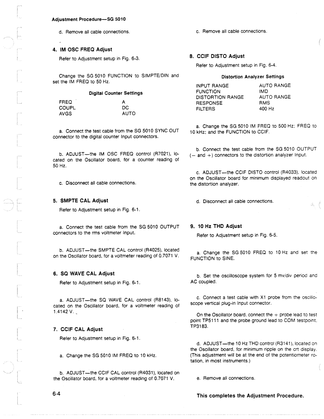 Tektronix SG 5010 manual 