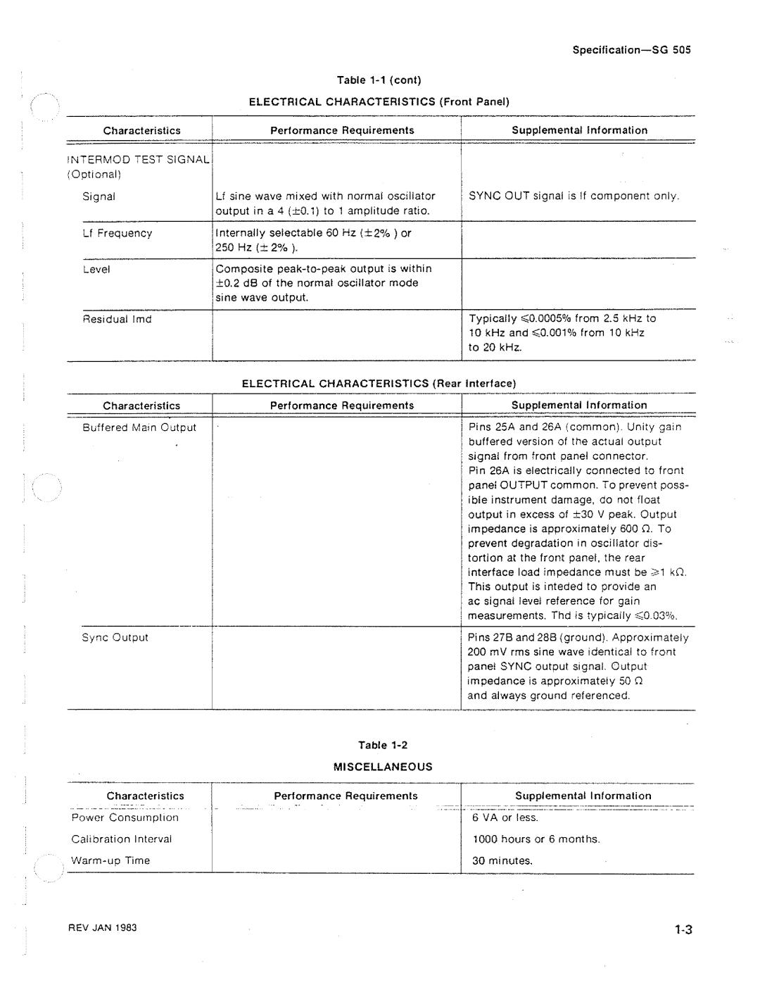 Tektronix SG 505 manual 