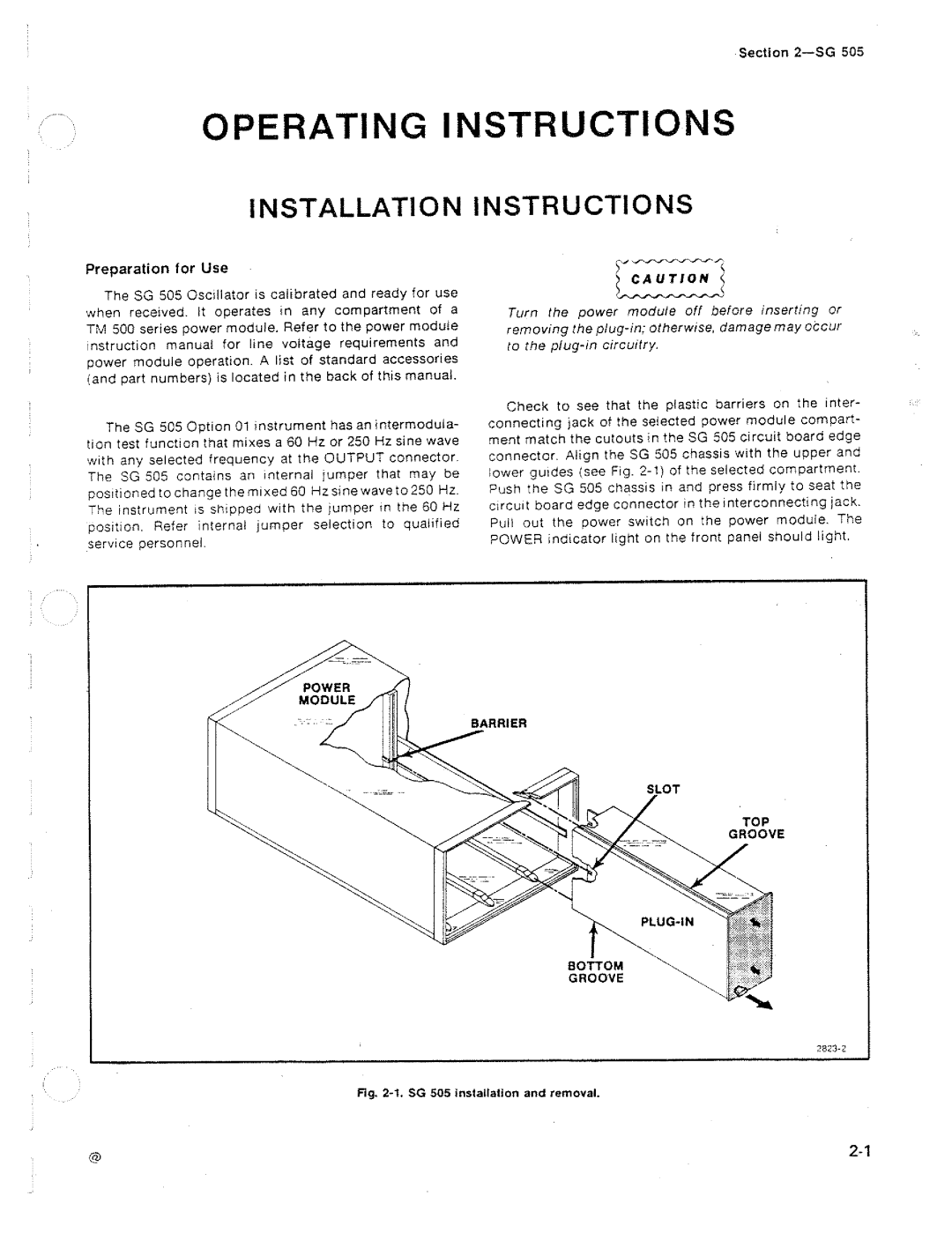 Tektronix SG 505 manual 