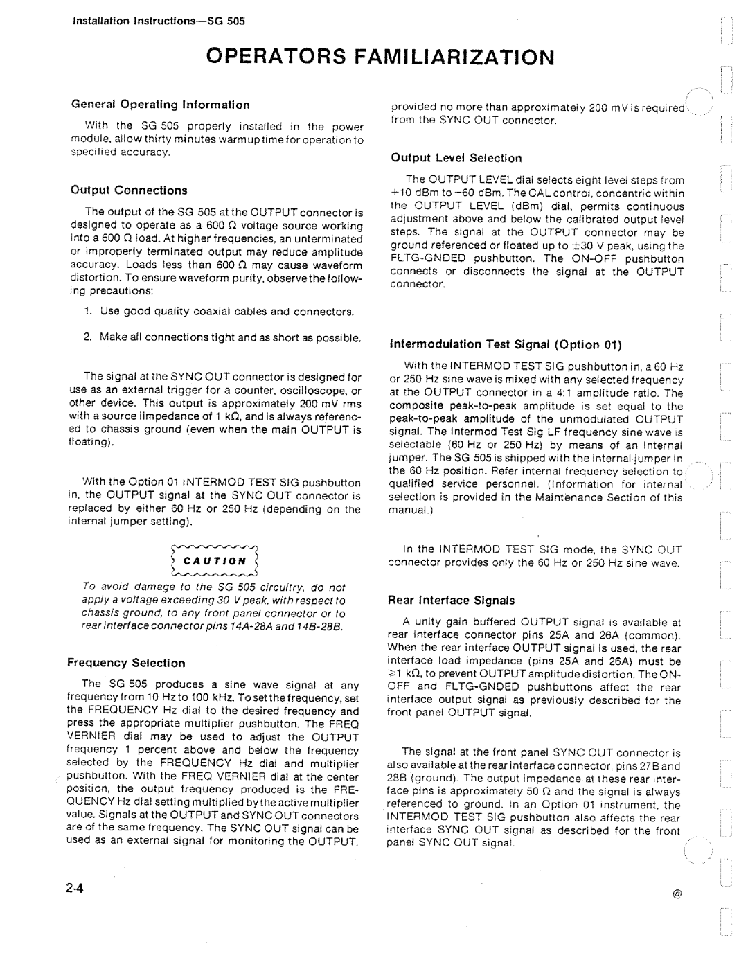 Tektronix SG 505 manual 