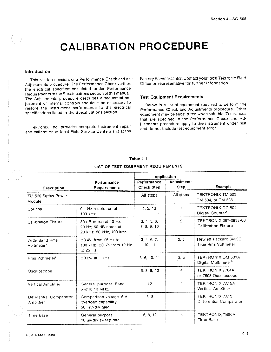 Tektronix SG 505 manual 