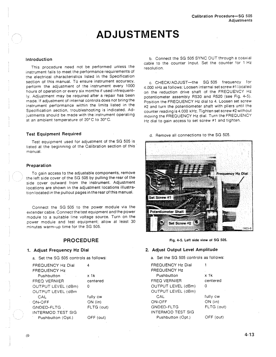 Tektronix SG 505 manual 