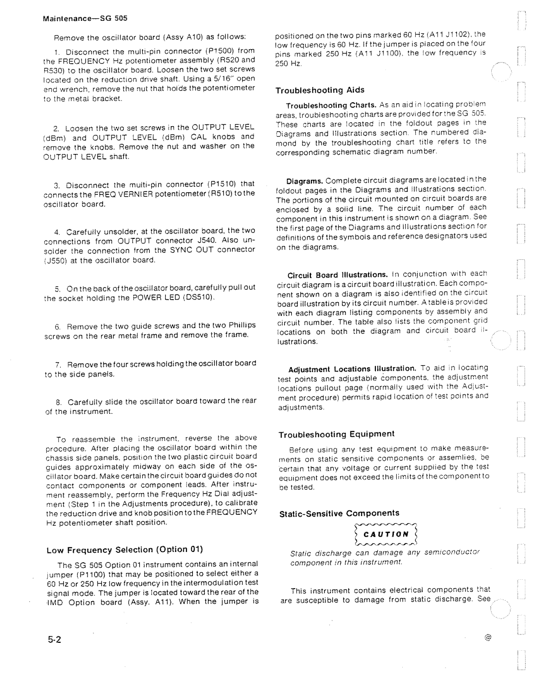 Tektronix SG 505 manual 