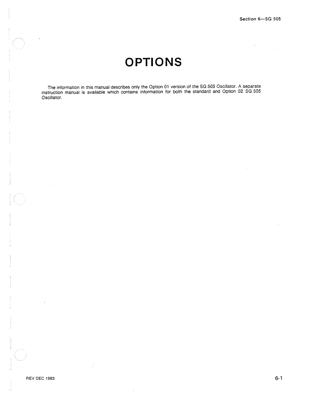 Tektronix SG 505 manual 