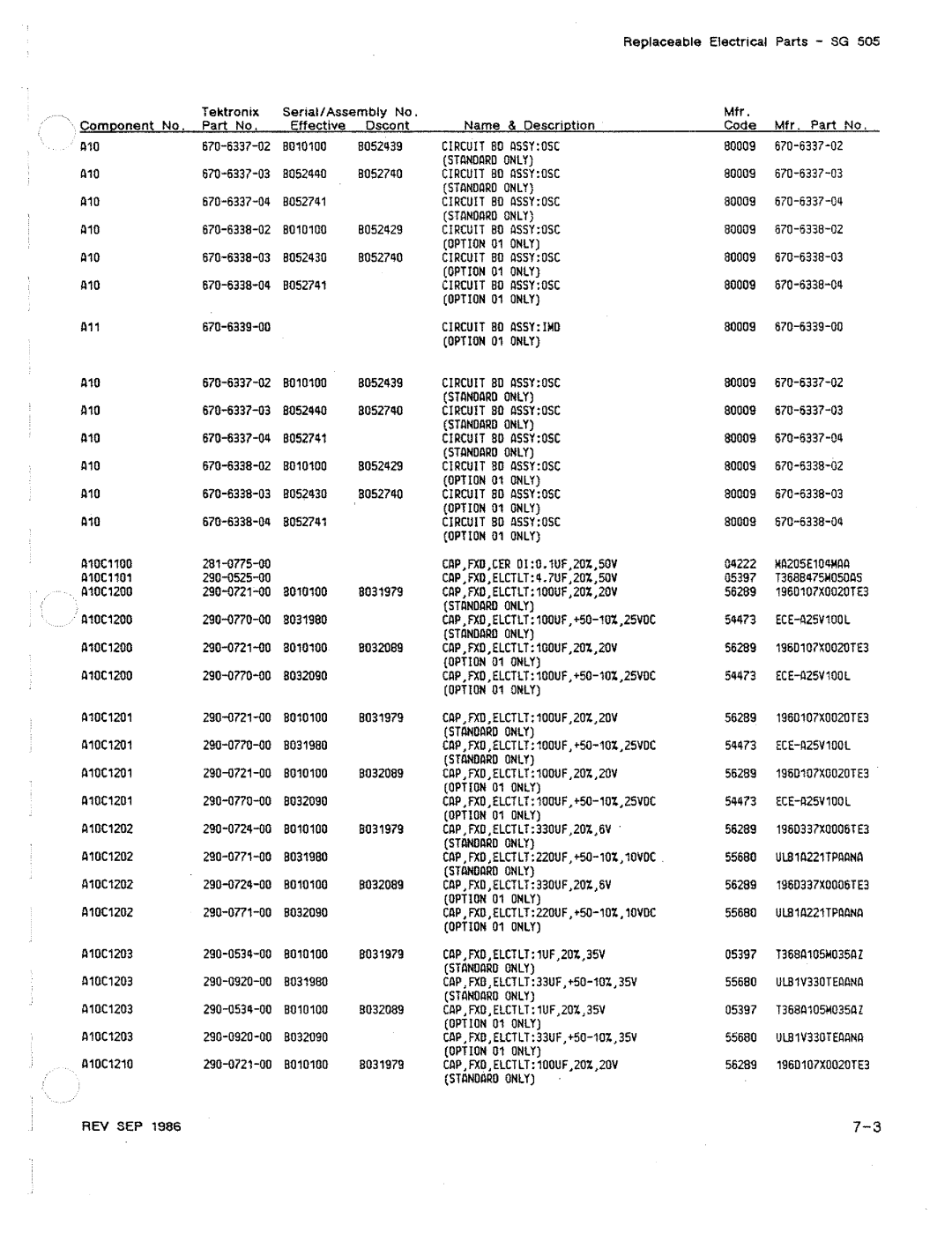 Tektronix SG 505 manual 