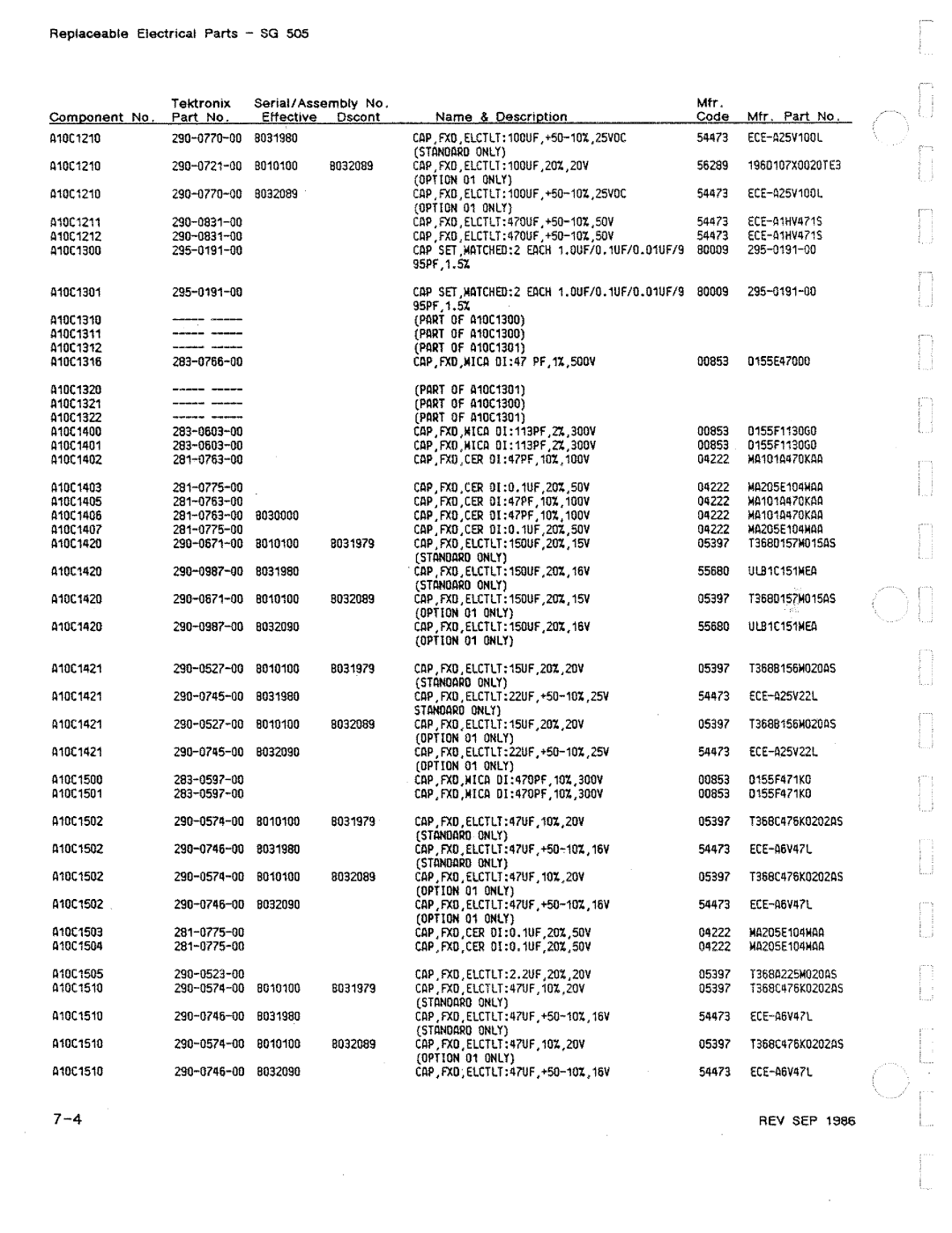 Tektronix SG 505 manual 