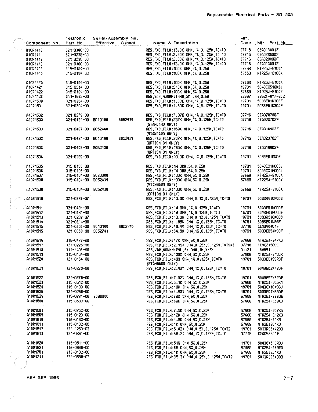 Tektronix SG 505 manual 