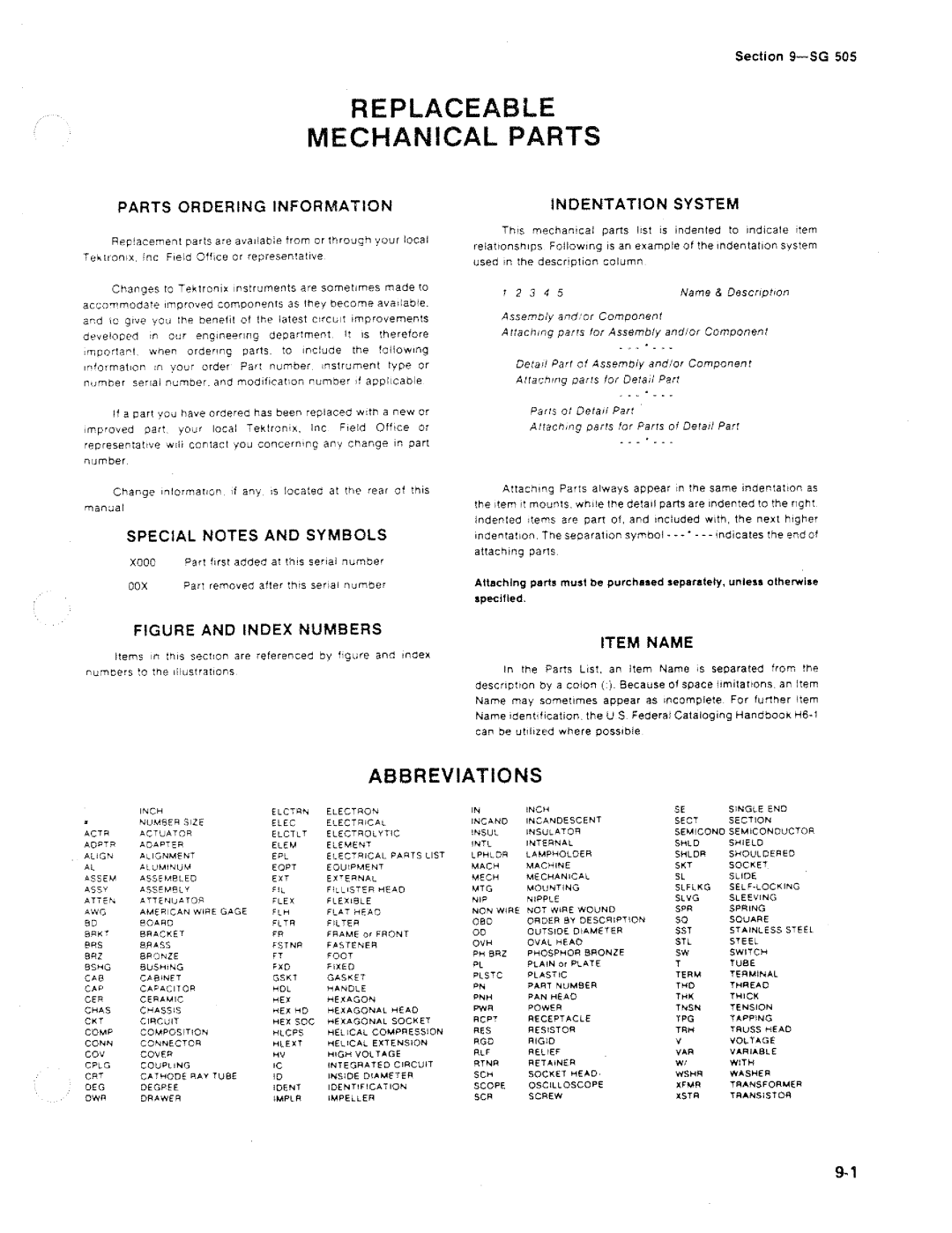 Tektronix SG 505 manual 