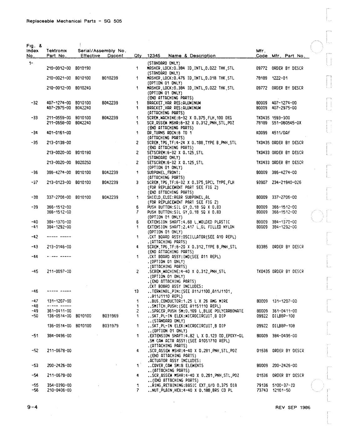 Tektronix SG 505 manual 