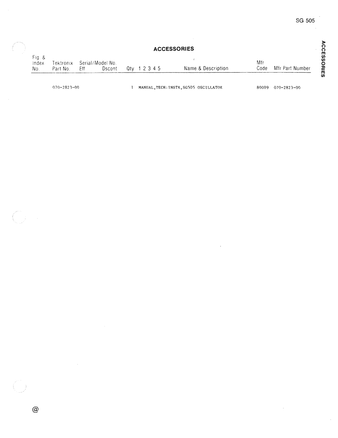 Tektronix SG 505 manual 