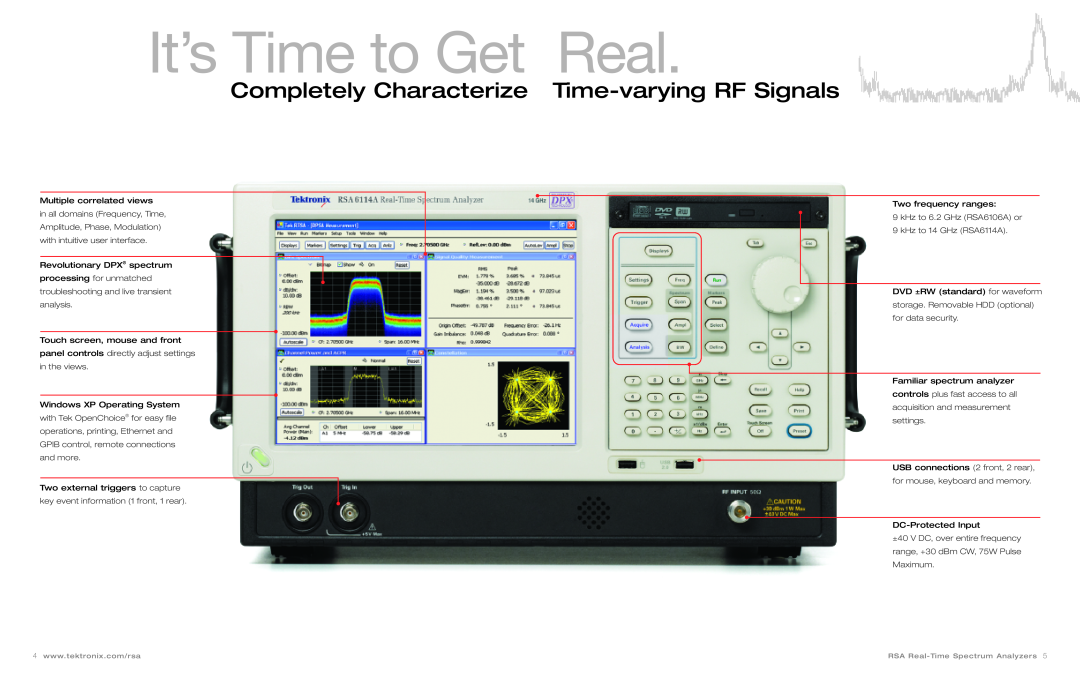 Tektronix Spectrum Analyzer manual It’s Time to Get Real, Completely Characterize Time-varying RF Signals 