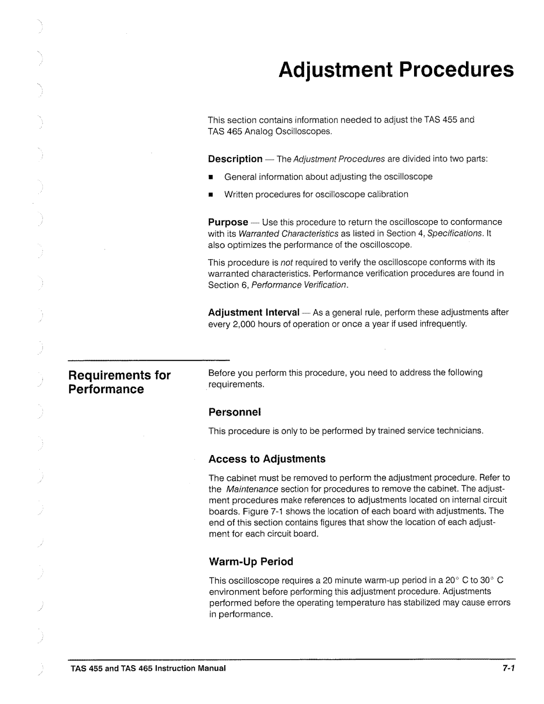 Tektronix TAS  465, TAS 455 manual 