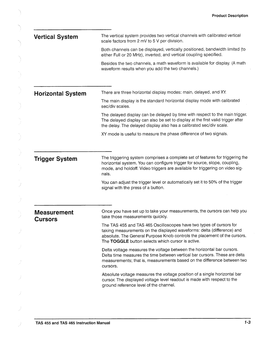 Tektronix TAS  465, TAS 455 manual 