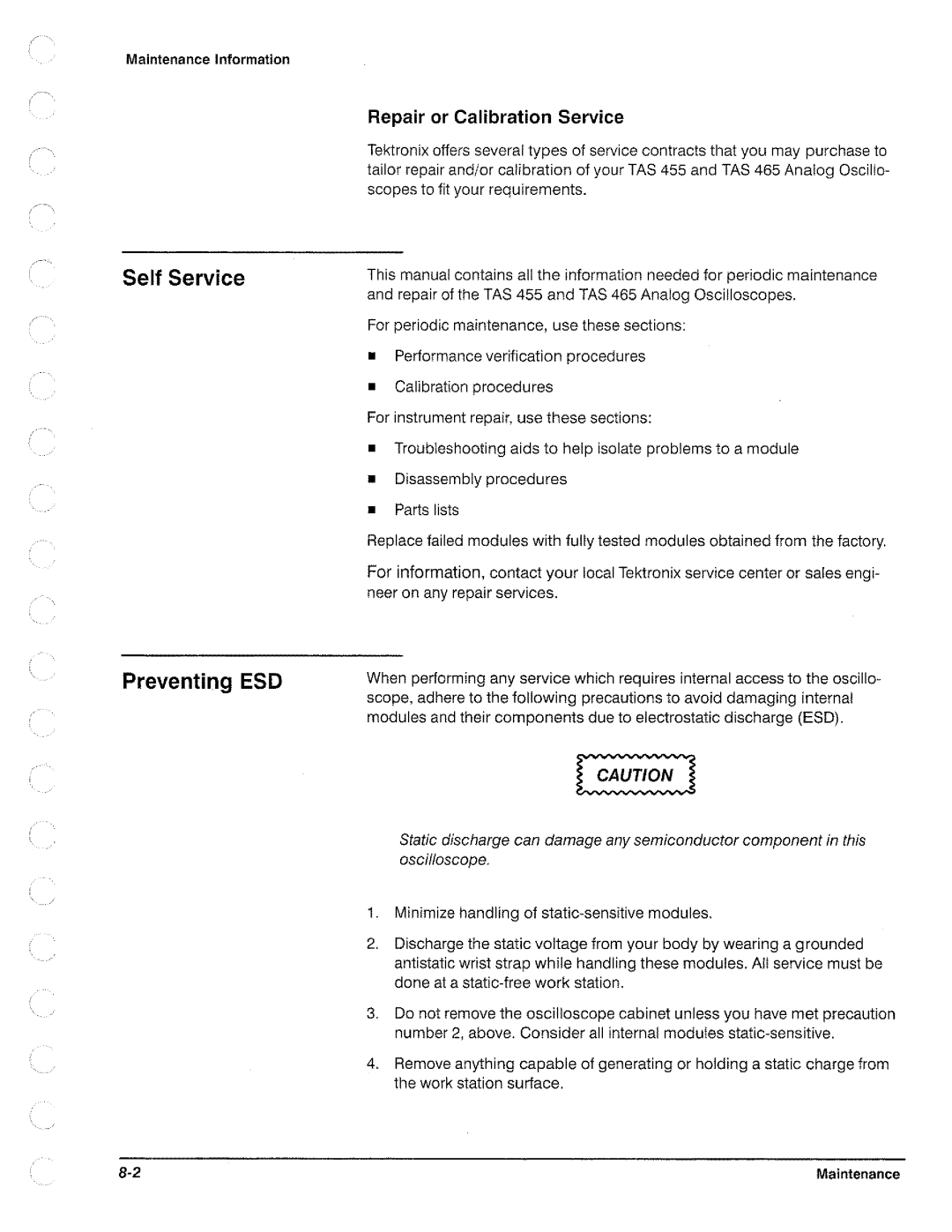 Tektronix TAS 455, TAS  465 manual 