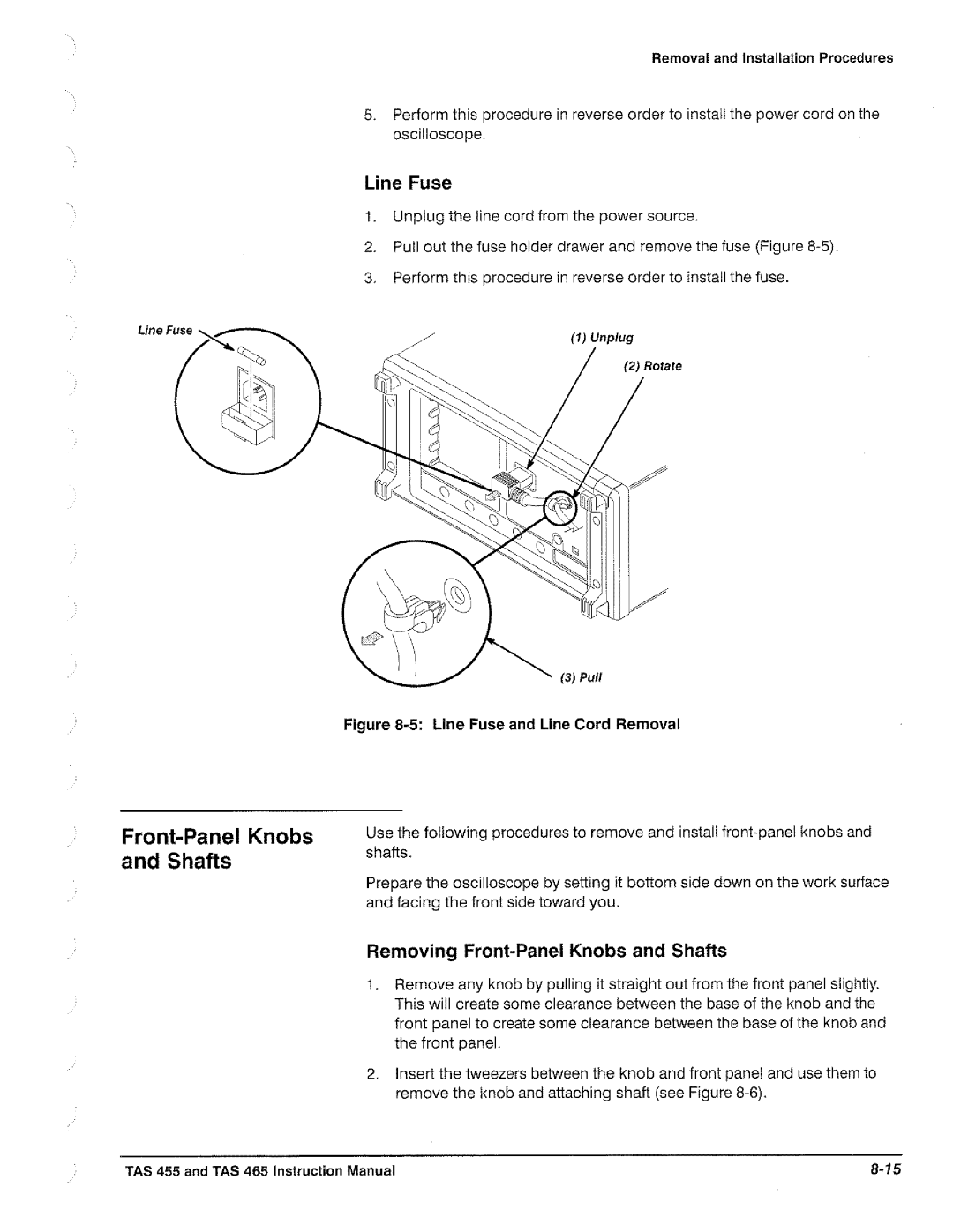 Tektronix TAS  465, TAS 455 manual 