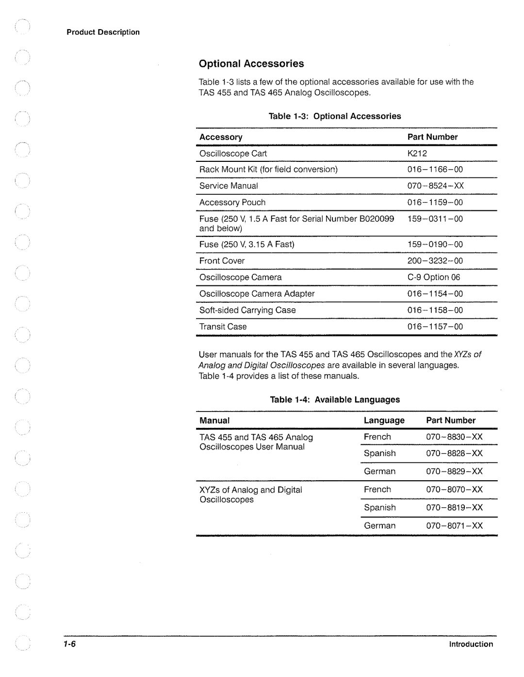 Tektronix TAS 455, TAS  465 manual 