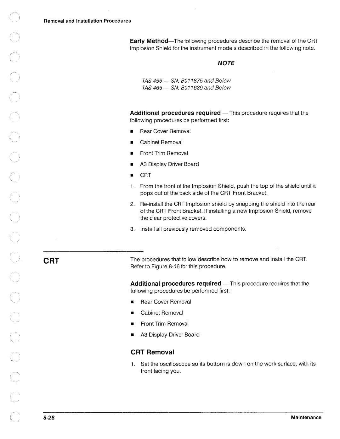 Tektronix TAS 455, TAS  465 manual 