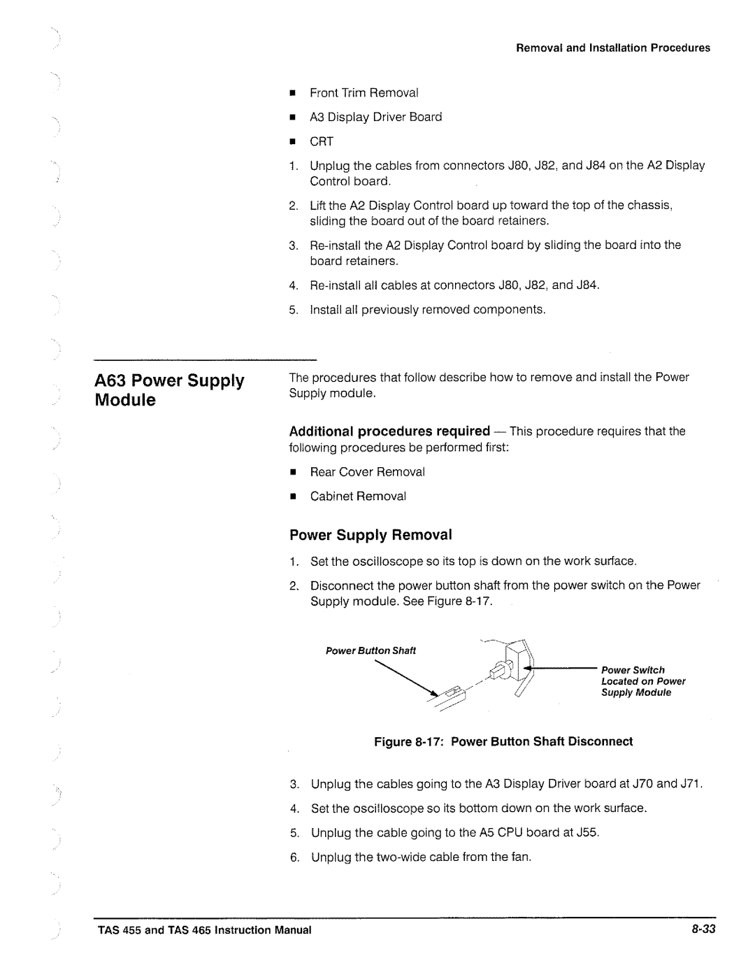 Tektronix TAS  465, TAS 455 manual 