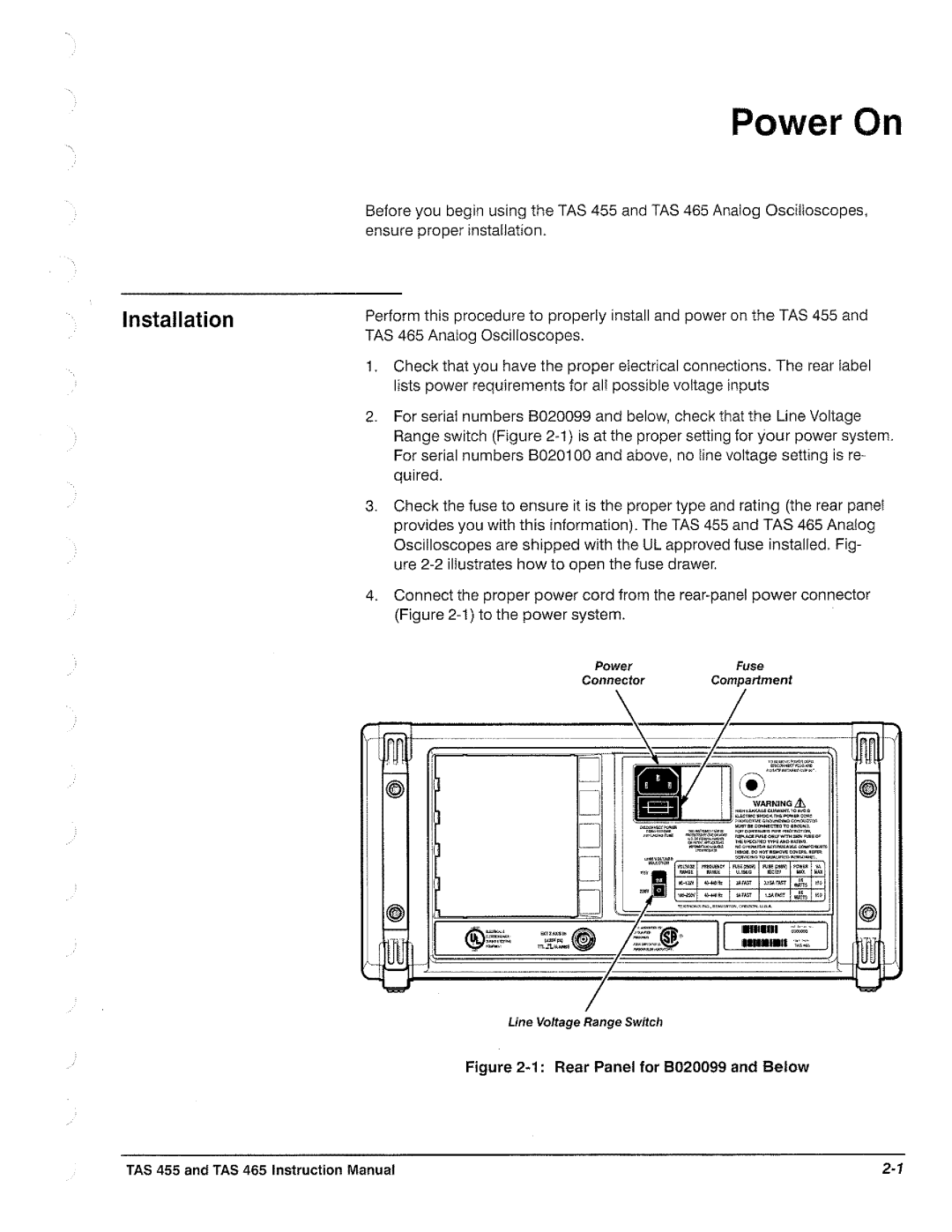 Tektronix TAS  465, TAS 455 manual 