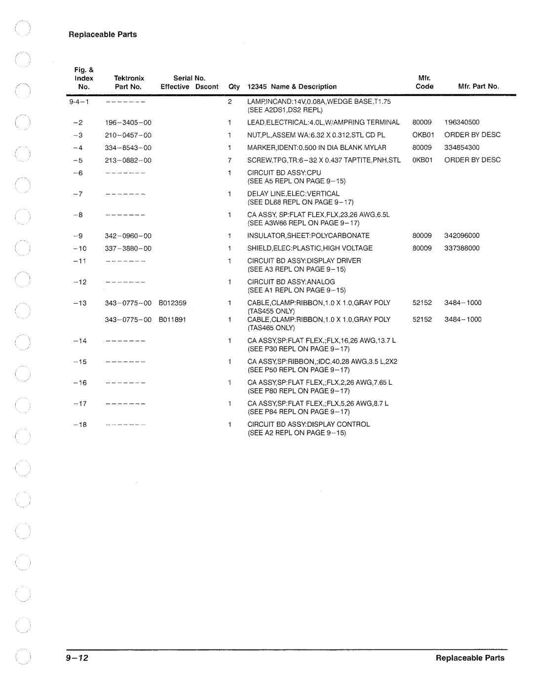 Tektronix TAS 455, TAS  465 manual 