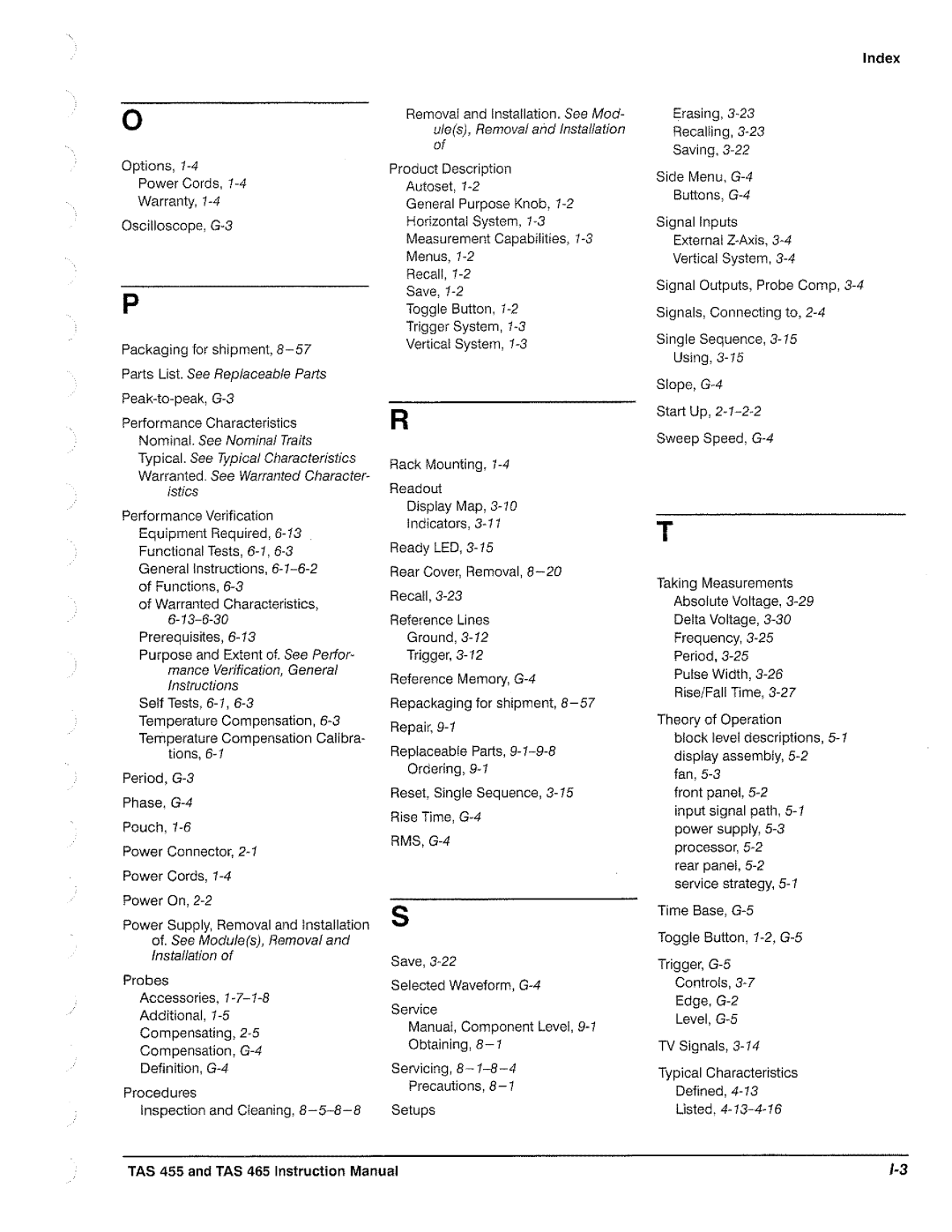 Tektronix TAS  465, TAS 455 manual 