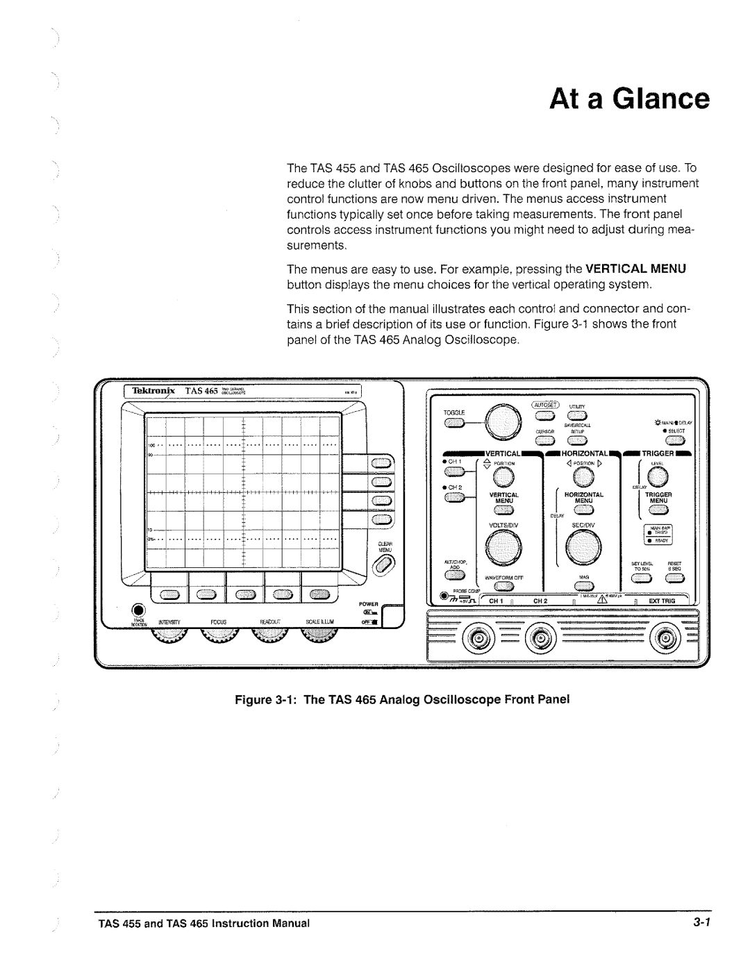 Tektronix TAS  465, TAS 455 manual 