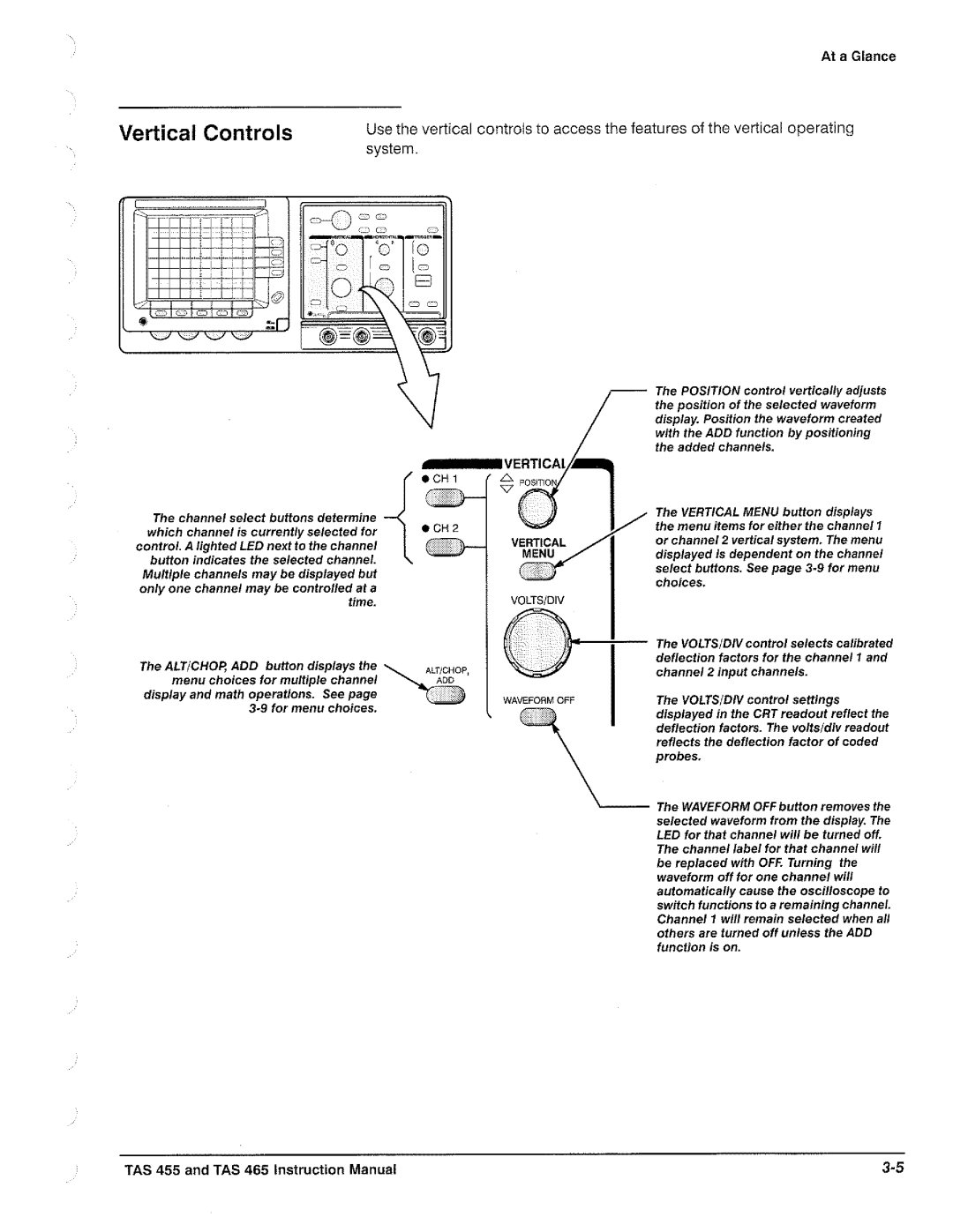 Tektronix TAS  465, TAS 455 manual 