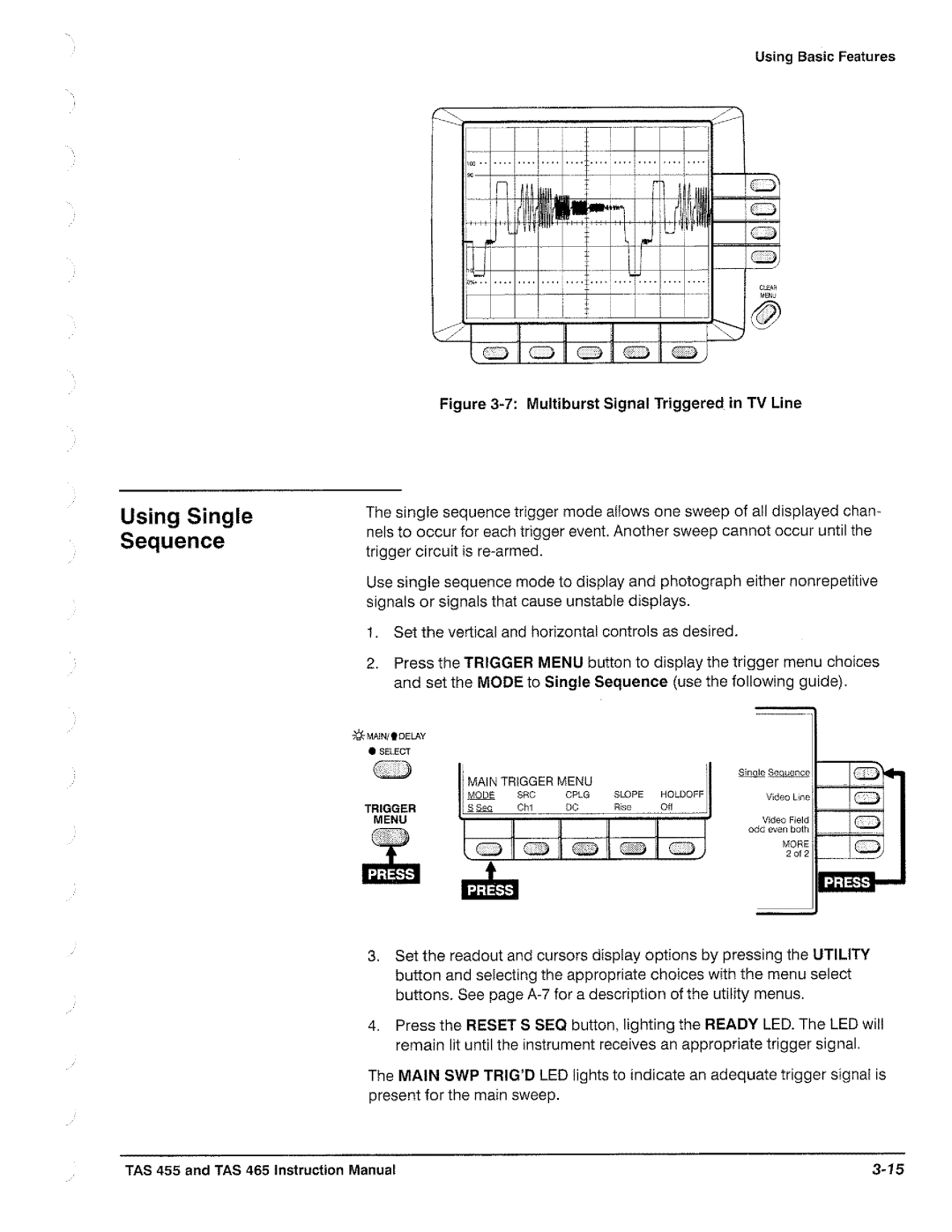 Tektronix TAS  465, TAS 455 manual 