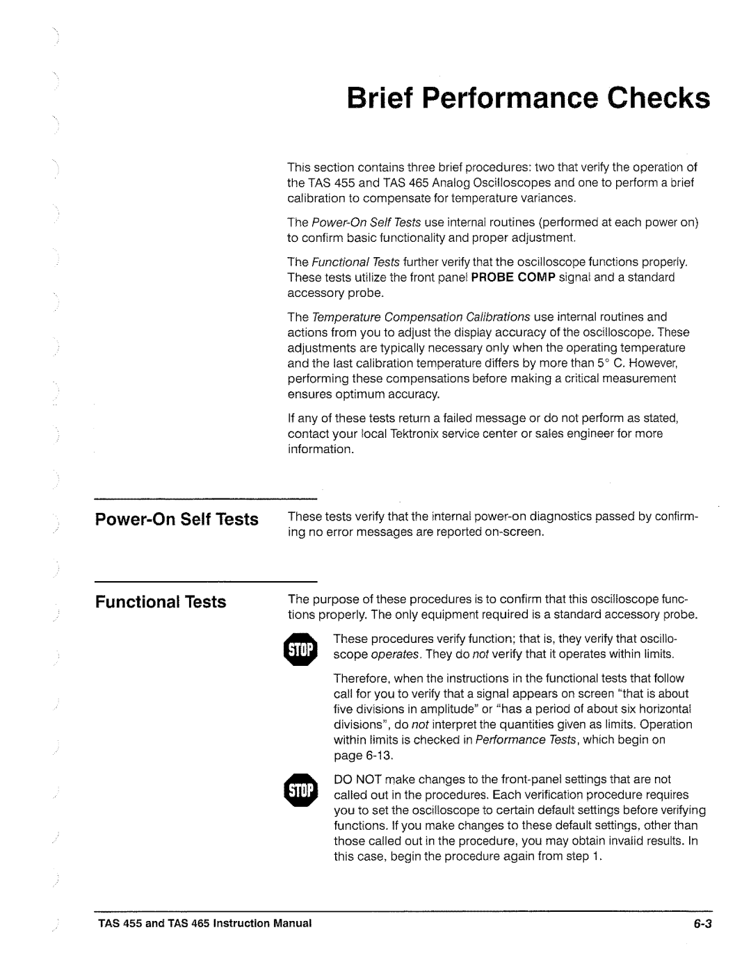 Tektronix TAS  465, TAS 455 manual 