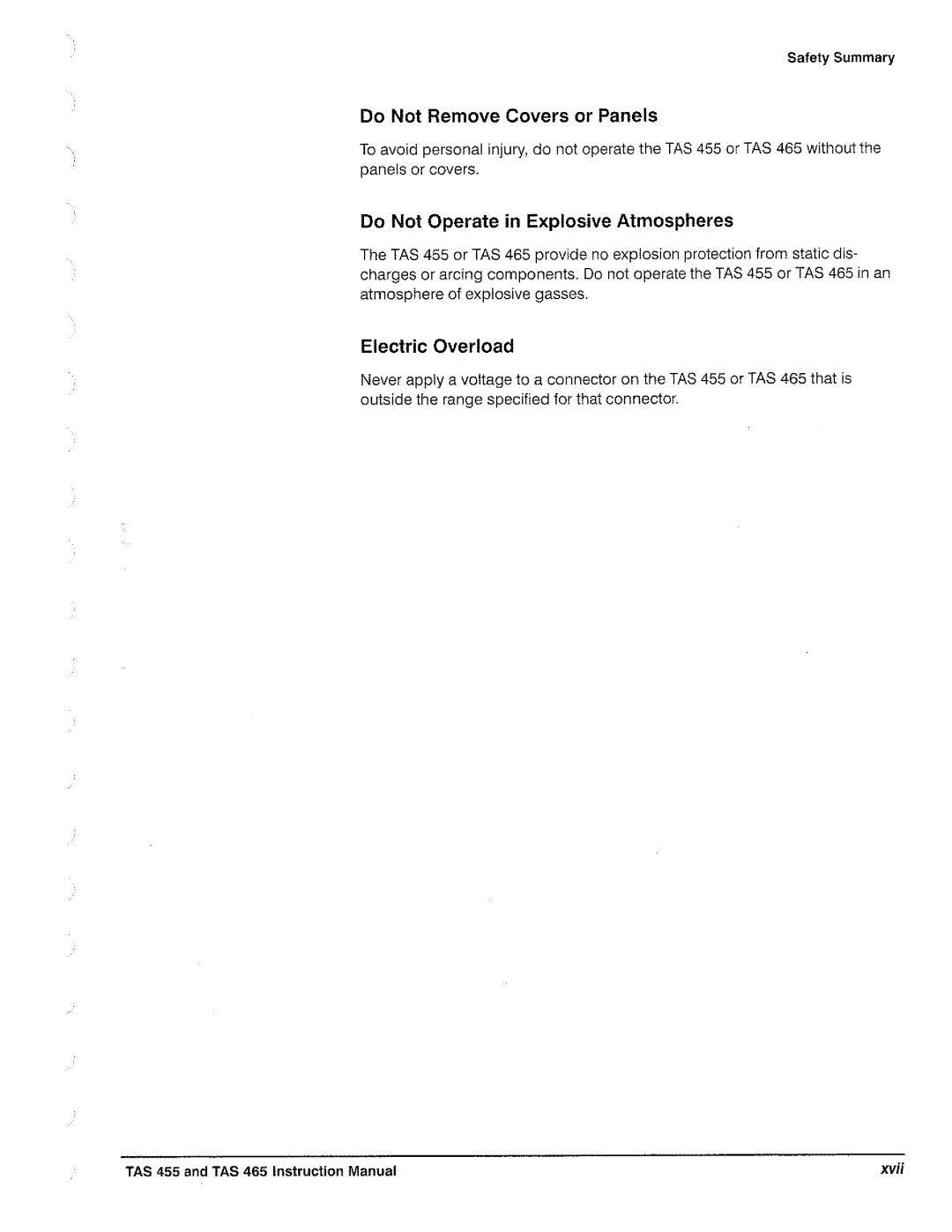 Tektronix TAS  465, TAS 455 manual 