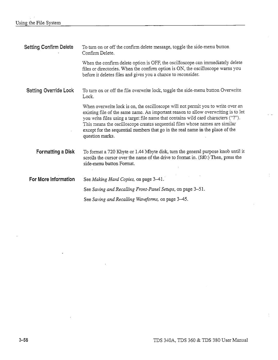 Tektronix TDS 360, TDS 380, TDS 340A manual 