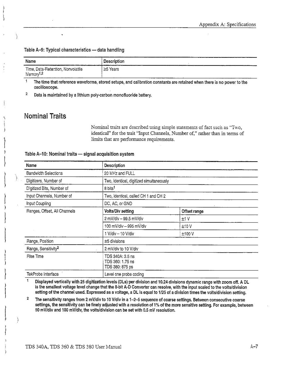 Tektronix TDS 380, TDS 360, TDS 340A manual 