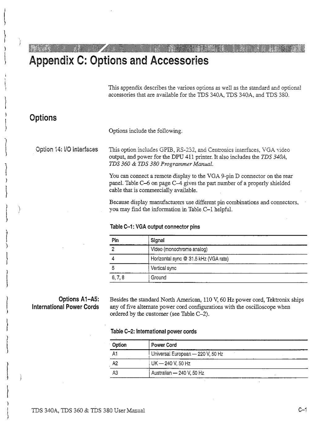 Tektronix TDS 360, TDS 380, TDS 340A manual 