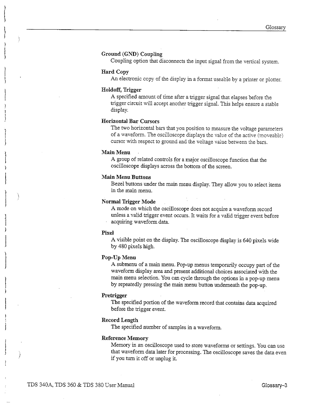 Tektronix TDS 380, TDS 360, TDS 340A manual 