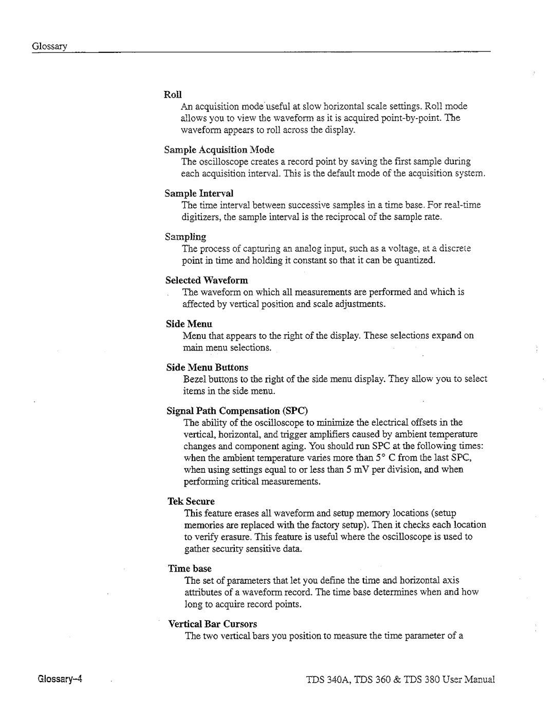 Tektronix TDS 360, TDS 380, TDS 340A manual 